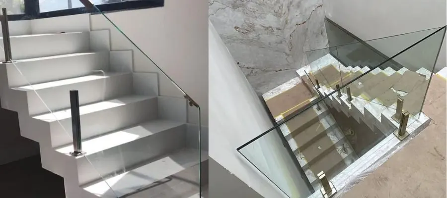 Guarda-corpos de vidro instalados em escadas residenciais